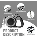 Coleira Guia Retrátil 3/5 Metros Pet para Cães e Gatos Resistente com Trava até 11kg