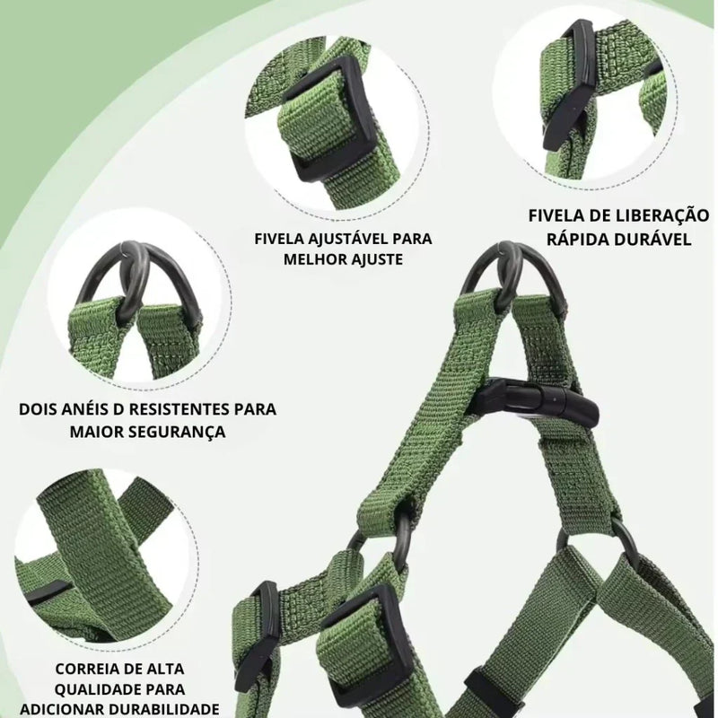 Kit Coleira Peitoral + Guia de Corda Reforçado – Passeios Confortáveis e Seguros!